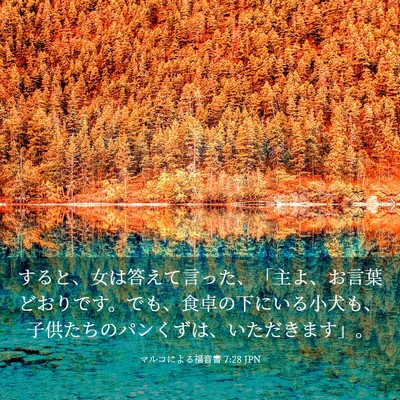 Picture 03 - マルコによる福音書 7:28 JPN - すると、女は答えて言った、「主よ - Bible Verse Picture