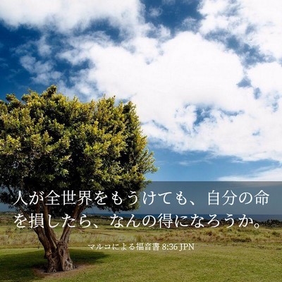 Picture 03 - マルコによる福音書 8:36 JPN - 人が全世界をもうけても、自分の命 - Bible Verse Picture
