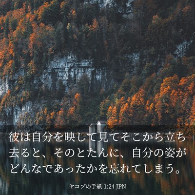 Picture 03 - ヤコブの手紙 1:24 JPN - 彼は自分を映して見てそこから立ち - Bible Verse Picture
