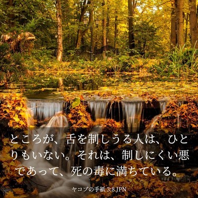 Picture 03 - ヤコブの手紙 3:8 JPN - ところが、舌を制しうる人は、ひと - Bible Verse Picture