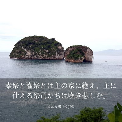Picture 03 - ヨエル書 1:9 JPN - 素祭と灌祭とは主の家に絶え、主に - Bible Verse Picture