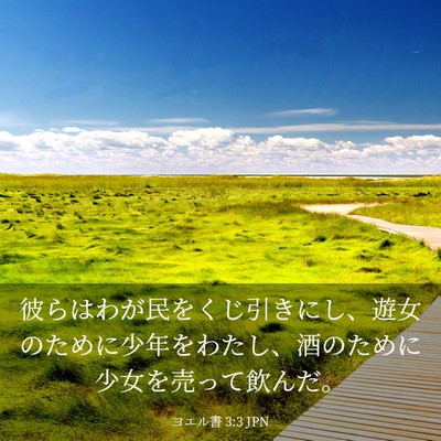 Picture 03 - ヨエル書 3:3 JPN - 彼らはわが民をくじ引きにし、遊女 - Bible Verse Picture