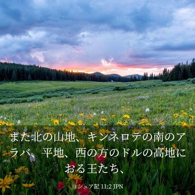 Picture 03 - ヨシュア記 11:2 JPN - また北の山地、キンネロテの南のア - Bible Verse Picture