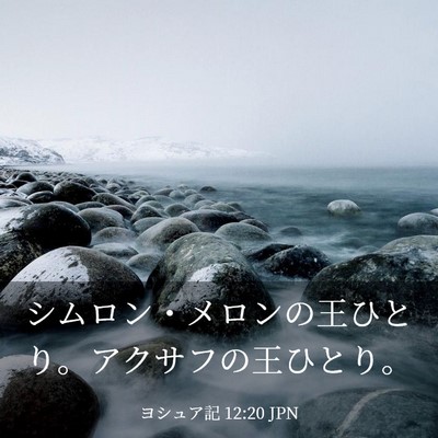 Picture 03 - ヨシュア記 12:20 JPN - シムロン・メロンの王ひとり。アク - Bible Verse Picture