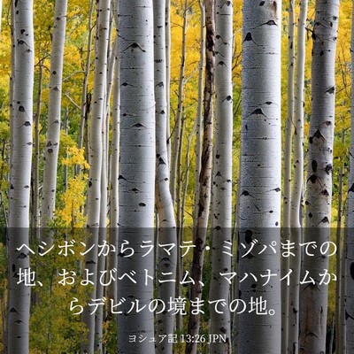 Picture 03 - ヨシュア記 13:26 JPN - ヘシボンからラマテ・ミゾパまでの - Bible Verse Picture
