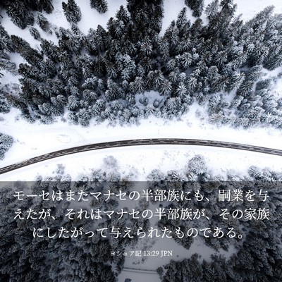 Picture 03 - ヨシュア記 13:29 JPN - モーセはまたマナセの半部族にも、 - Bible Verse Picture