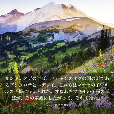 Picture 03 - ヨシュア記 13:31 JPN - またギレアデの半ば、バシャンのオ - Bible Verse Picture