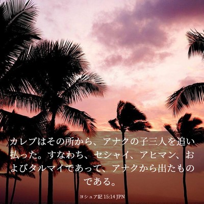 Picture 03 - ヨシュア記 15:14 JPN - カレブはその所から、アナクの子三 - Bible Verse Picture