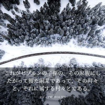 Picture 03 - ヨシュア記 19:16 JPN - これがゼブルンの子孫の、その家族 - Bible Verse Picture