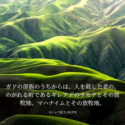 Picture 03 - ヨシュア記 21:38 JPN - ガドの部族のうちからは、人を殺し - Bible Verse Picture