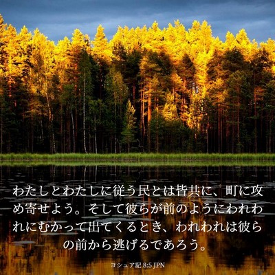 Picture 03 - ヨシュア記 8:5 JPN - わたしとわたしに従う民とは皆共に - Bible Verse Picture