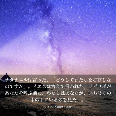 Picture 03 - ヨハネによる福音書 1:48 JPN - ナタナエルは言った、「どうしてわ - Bible Verse Picture