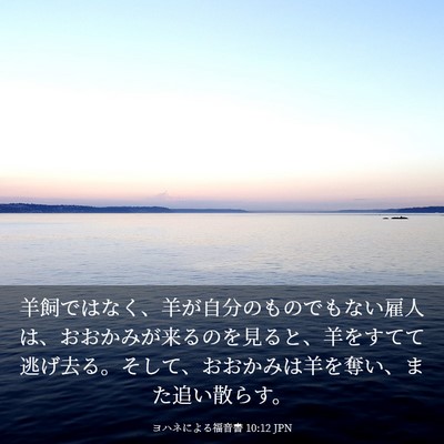 Picture 03 - ヨハネによる福音書 10:12 JPN - 羊飼ではなく、羊が自分のものでも - Bible Verse Picture