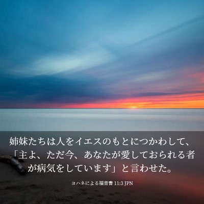 Picture 03 - ヨハネによる福音書 11:3 JPN - 姉妹たちは人をイエスのもとにつか - Bible Verse Picture