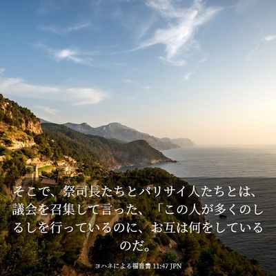 Picture 03 - ヨハネによる福音書 11:47 JPN - そこで、祭司長たちとパリサイ人た - Bible Verse Picture