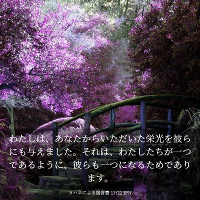 Picture 03 - ヨハネによる福音書 17:22 JPN - わたしは、あなたからいただいた栄 - Bible Verse Picture