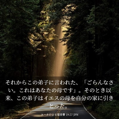 Picture 03 - ヨハネによる福音書 19:27 JPN - それからこの弟子に言われた、「ご - Bible Verse Picture