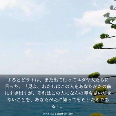 Picture 03 - ヨハネによる福音書 19:4 JPN - するとピラトは、また出て行ってユ - Bible Verse Picture