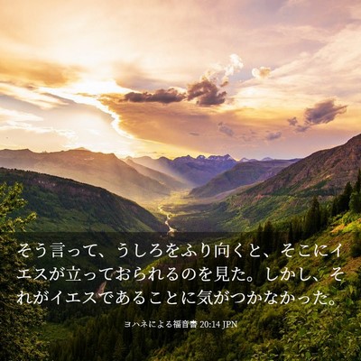 Picture 03 - ヨハネによる福音書 20:14 JPN - そう言って、うしろをふり向くと、 - Bible Verse Picture