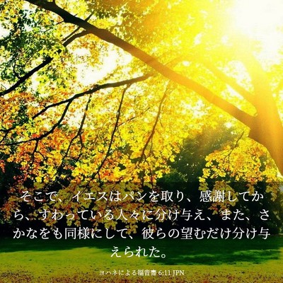 Picture 03 - ヨハネによる福音書 6:11 JPN - そこで、イエスはパンを取り、感謝 - Bible Verse Picture