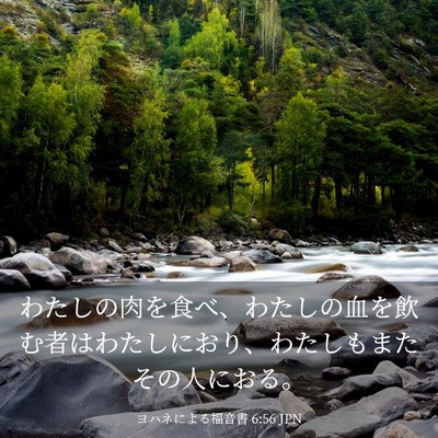 Picture 03 - ヨハネによる福音書 6:56 JPN - わたしの肉を食べ、わたしの血を飲 - Bible Verse Picture