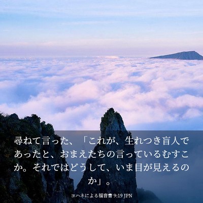 Picture 03 - ヨハネによる福音書 9:19 JPN - 尋ねて言った、「これが、生れつき - Bible Verse Picture