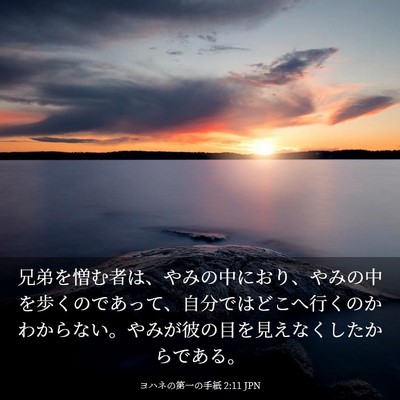 Picture 03 - ヨハネの第一の手紙 2:11 JPN - 兄弟を憎む者は、やみの中におり、 - Bible Verse Picture