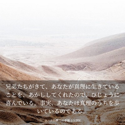 Picture 03 - ヨハネの第三の手紙 1:3 JPN - 兄弟たちがきて、あなたが真理に生 - Bible Verse Picture