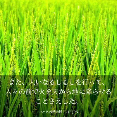 Picture 03 - ヨハネの黙示録 13:13 JPN - また、大いなるしるしを行って、人 - Bible Verse Picture