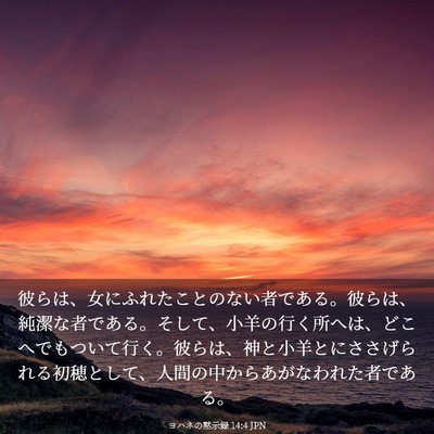 Picture 03 - ヨハネの黙示録 14:4 JPN - 彼らは、女にふれたことのない者で - Bible Verse Picture