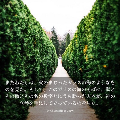 Picture 03 - ヨハネの黙示録 15:2 JPN - またわたしは、火のまじったガラス - Bible Verse Picture