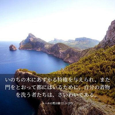 Picture 03 - ヨハネの黙示録 22:14 JPN - いのちの木にあずかる特権を与えら - Bible Verse Picture