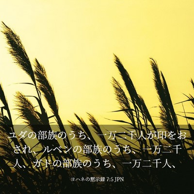 Picture 03 - ヨハネの黙示録 7:5 JPN - ユダの部族のうち、一万二千人が印 - Bible Verse Picture