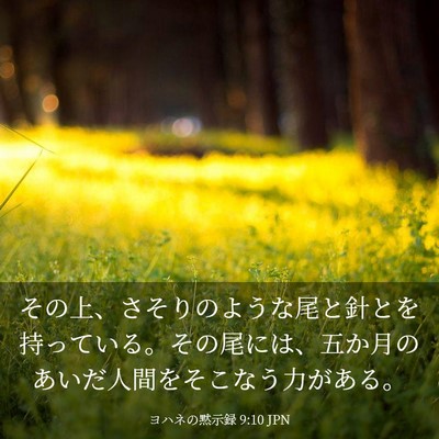 Picture 03 - ヨハネの黙示録 9:10 JPN - その上、さそりのような尾と針とを - Bible Verse Picture