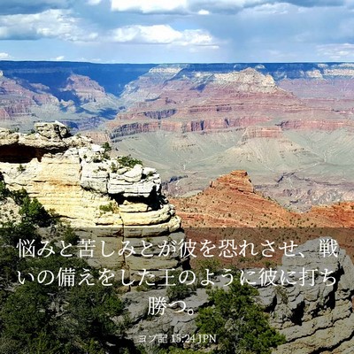 Picture 03 - ヨブ記 15:24 JPN - 悩みと苦しみとが彼を恐れさせ、戦 - Bible Verse Picture