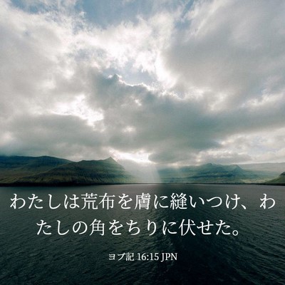 Picture 03 - ヨブ記 16:15 JPN - わたしは荒布を膚に縫いつけ、わた - Bible Verse Picture