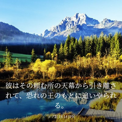 Picture 03 - ヨブ記 18:14 JPN - 彼はその頼む所の天幕から引き離さ - Bible Verse Picture