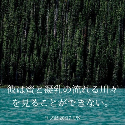 Picture 03 - ヨブ記 20:17 JPN - 彼は蜜と凝乳の流れる川々を見るこ - Bible Verse Picture