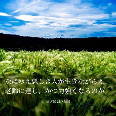 Picture 03 - ヨブ記 21:7 JPN - なにゆえ悪しき人が生きながらえ、 - Bible Verse Picture