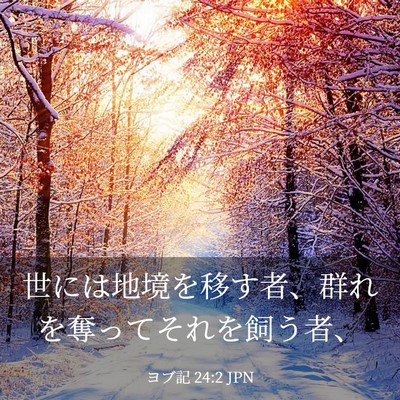 Picture 03 - ヨブ記 24:2 JPN - 世には地境を移す者、群れを奪って - Bible Verse Picture