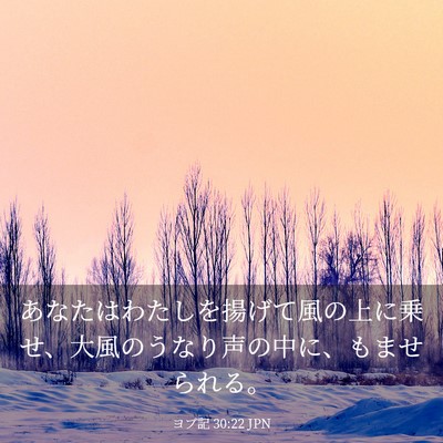 Picture 03 - ヨブ記 30:22 JPN - あなたはわたしを揚げて風の上に乗 - Bible Verse Picture
