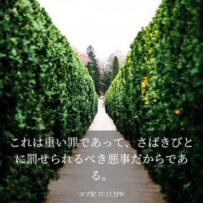 Picture 03 - ヨブ記 31:11 JPN - これは重い罪であって、さばきびと - Bible Verse Picture
