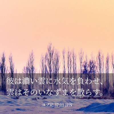 Picture 03 - ヨブ記 37:11 JPN - 彼は濃い雲に水気を負わせ、雲はそ - Bible Verse Picture