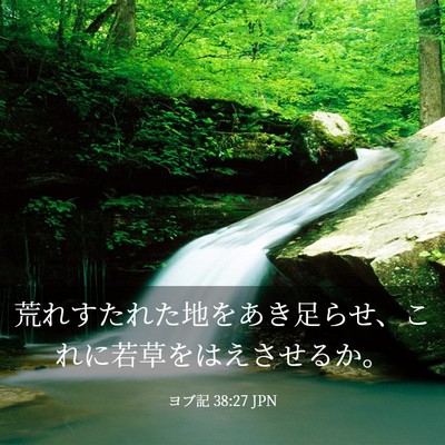 Picture 03 - ヨブ記 38:27 JPN - 荒れすたれた地をあき足らせ、これ - Bible Verse Picture
