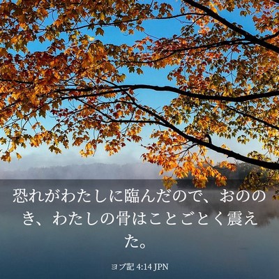 Picture 03 - ヨブ記 4:14 JPN - 恐れがわたしに臨んだので、おのの - Bible Verse Picture