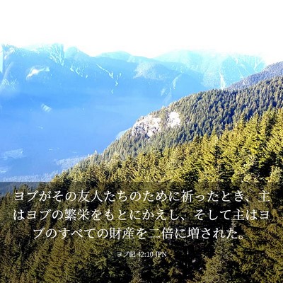 Picture 03 - ヨブ記 42:10 JPN - ヨブがその友人たちのために祈った - Bible Verse Picture