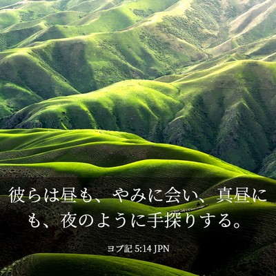 Picture 03 - ヨブ記 5:14 JPN - 彼らは昼も、やみに会い、真昼にも - Bible Verse Picture