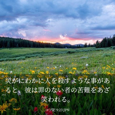 Picture 03 - ヨブ記 9:23 JPN - 災がにわかに人を殺すような事があ - Bible Verse Picture