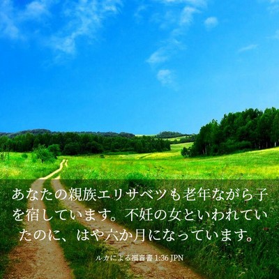 Picture 03 - ルカによる福音書 1:36 JPN - あなたの親族エリサベツも老年なが - Bible Verse Picture