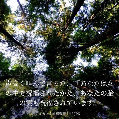 Picture 03 - ルカによる福音書 1:42 JPN - 声高く叫んで言った、「あなたは女 - Bible Verse Picture